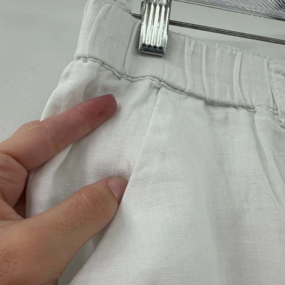 Quince White 100% European Linen Elastic Waist Relaxed Pants Womens Large